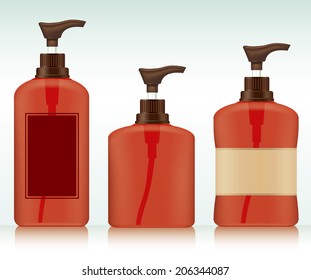 Gel, Foam Or Liquid Soap .Pump Bottle . Ready For Your Design. Product Packing Vector illustration.