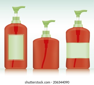 Gel, Foam Or Liquid Soap .Pump Bottle . Ready For Your Design. Product Packing Vector illustration.