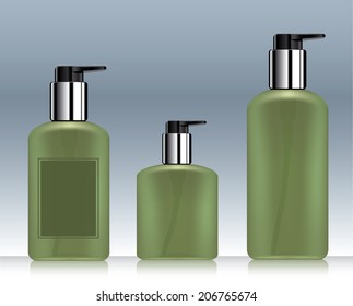 Gel, Foam Or Liquid Soap .Pump Bottle . Ready For Your Design. Product Packing Vector illustration.