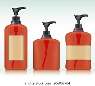 Gel, Foam Or Liquid Soap .Pump Bottle . Ready For Your Design. Product Packing Vector illustration.