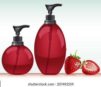 Gel, Foam Or Liquid Soap .Pump Bottle . Ready For Your Design. Product Packing Vector illustration.