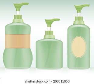 Gel, Foam Or Liquid Soap .Pump Bottle . Ready For Your Design. Product Packing Vector illustration.