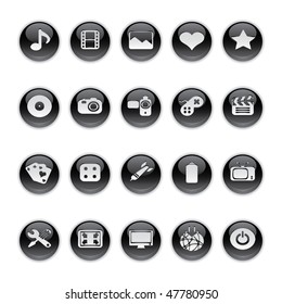 Gel Icon in Black - Multimedia Buttons.