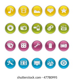 Gel Icon in Colors - Multimedia Buttons.