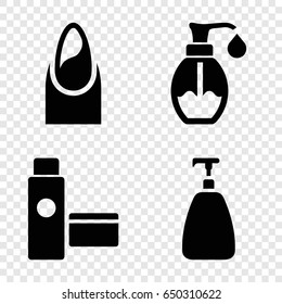 Gel icons set. set of 4 gel filled icons such as nail, soap
