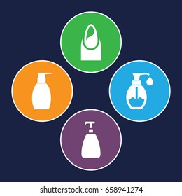 Gel icons set. set of 4 gel filled icons such as nail, soap
