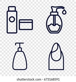 Gel icons set. set of 4 gel outline icons such as nail, soap