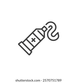 Gel Painkiller line icon. linear style sign for mobile concept and web design. A tube with a medical gel outline vector icon. Symbol, logo illustration. Vector graphics