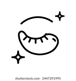 Gel Patch Line Icon. Collagen Eye Patches for Beauty and Skin Care. Face Anti Aging Procedure Icon. Cosmetic Eye Patches Against Facial Wrinkles. Vector Illustration.