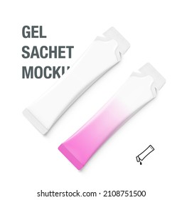 Gel sachet mockup set. Vector illustration isolated on white background. Easy to use for food, medical, cosmetic and etc. EPS10.	