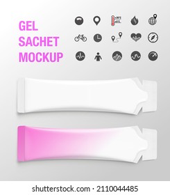 Gel sachet mockup set. Vector illustration. Easy to use for food, medical, cosmetic and etc. EPS10.	