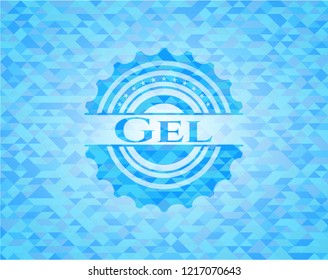 Gel sky blue emblem with mosaic background