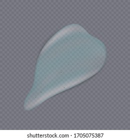 Gel smear swatch. Cosmetics beauty skin care product stroke. Isolated on transparent background, foundation, milk, lotion, drops texture. Realistic 3d style. Vector illustration.