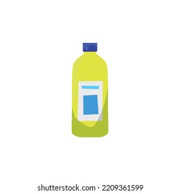 Gel or soap for cleaning and disinfection in plastic bottle, flat cartoon vector illustration isolated on white background. Container with liquid floor or dish detergent.