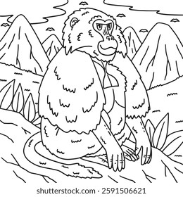 Gelada Monkey Animal Coloring Page for Kids 