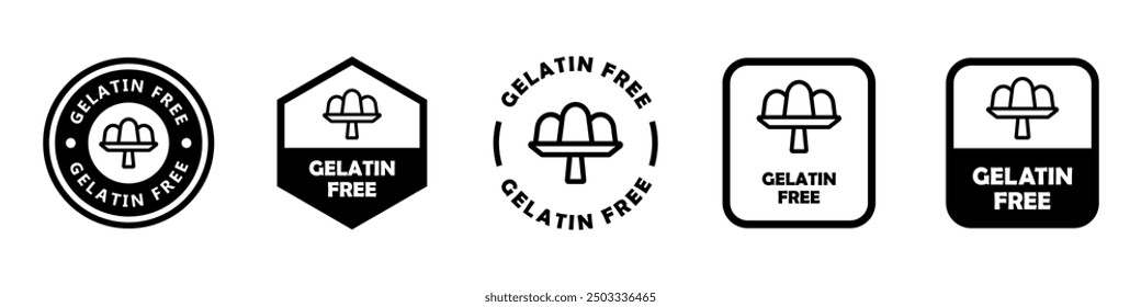 Gelatin free - set of vector signs for product packaging.