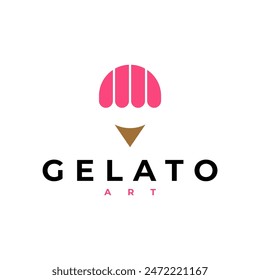 GELATO ART PENCIL ICE CREAM LOGO ICON ILLUSTRATION