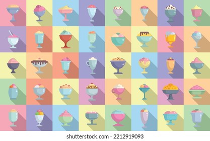 Gelato bowl icons set flat vector. Ice cream. Conce cup