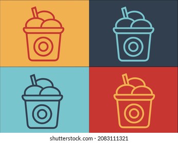 Gelato Bucket Logo Template, Simple Flat Icon of dessert,product,bucket