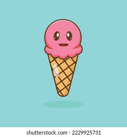 gelato character, ice cream cartoon illustration. ice cream, adorable gelato cartoon icon. Childish drink character design