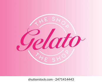 Gelato circle logo design vector. Pink gradient background.