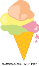 gelato cone with five colorful balls