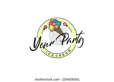 Gelato cone ice cream logo design food child party