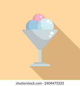 Gelato crispy snow milk icon flat vector. Summer ice cream. Cold dessert