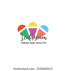 Gelato dessert or ice cream in waffle cone icon for Italian gelateria, vector emblem. Sweet vanilla sundae scoops in wafer cone, doodle line symbol for gelato ice cream shop or gelateria cafe menu