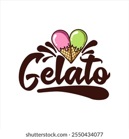 gelato ice cream cone logo illustration logo, label, badge, sticker,banner, business branding