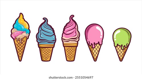 gelato ice cream cone logo illustration logo, label, badge, sticker,banner, business branding