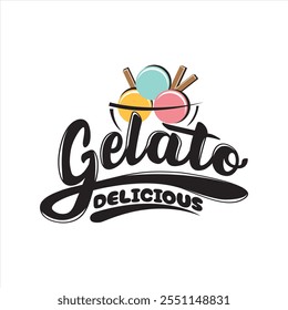 gelato ice cream cone logo illustration logo, label, badge, sticker,banner, business branding