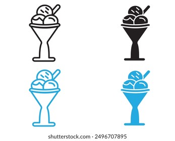 Gelato ice cream icon black and white vector outline sign