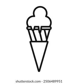 Gelato ice cream icon Black line art vector logo