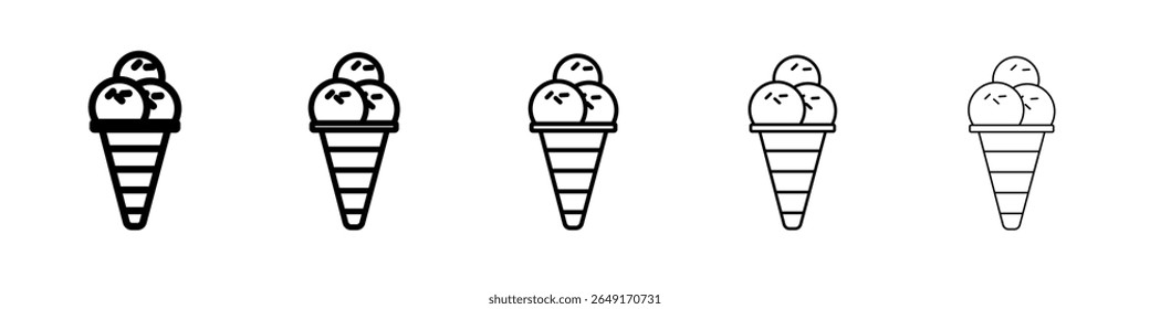 Gelato ice cream icon thin outline logo mark set