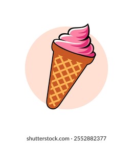 Gelato ice cream logo design vector illustration template. Delicious italian strawberry ice cream