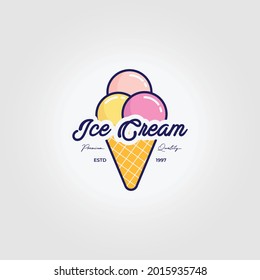 Gelato Ice Cream Logo Icon Vintage Vector Illustration Design