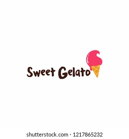 Gelato Ice Cream Logo, Sign, Typography, Icon, Symbol Vector Design