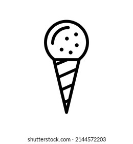 Gelato icecream line logo icon. Stroke ice cream cone vector icon