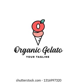 Gelato with leaf and initial O logo template