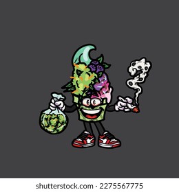 gelato nug weed vector flower ice cream cannabis bud marijuana