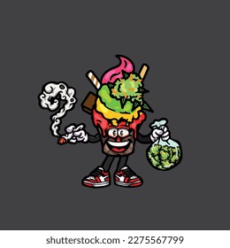 Gelatine nacktes Unkraut, Vektorflower-Eis Cannabis bud marihuana