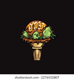 gelato nug alga vectorial flor helado cannabis bud marihuana