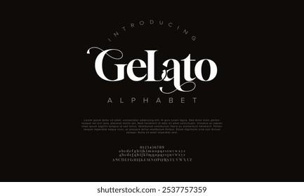 Gelato tipografia beleza moda elegante minimalista serif italic fontes decorativo casamento vintage retro logos. Logotipo de fonte de luxo mínimo alfabeto. Ilustração vetorial