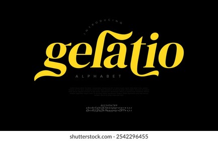 Gelato tipografia beleza moda elegante minimalista serif italic fontes decorativo casamento vintage retro logos. Logotipo de fonte de luxo mínimo alfabeto. Ilustração vetorial