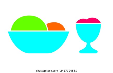 gelato with various fruit flavor on the glass mug concept of cold desserts illustration