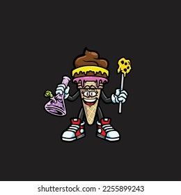 caricatura de wax nug weed del vector gelato dabbing bong hold