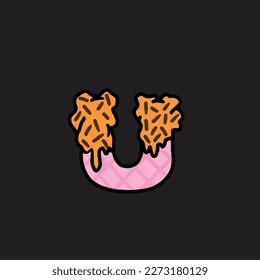 gelato vector letter u from cake strain weed food