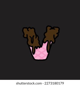 gelato vector letter v from cake strain weed food