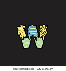carta de vector de gelato w de la hierba de la cepa del pastel